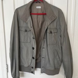 Brunello Cucinelli grey leather jacket, size M